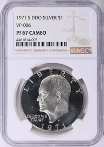 1971-S Eisenhower Dollar Silver NGC PF 67 DDO VP-006 CAMEO PR Double Die Obverse - Picture 1 of 5