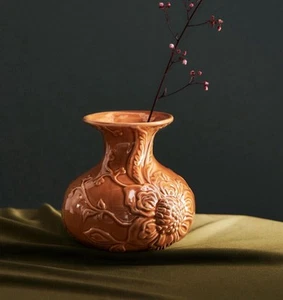 Anthropologie House of Hackney Vase Floral Flower Burnt Orange - Picture 1 of 3