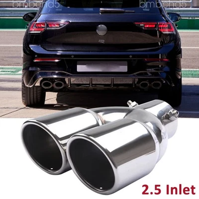 2.5 Inlet Rear Car Dual Exhaust Muffler Tip Tail Pipe For Volkswagen Golf US Foto 1 de 4