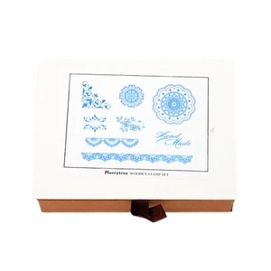 8pcs Set Rubber Stamps Lace Decorative Border Flower Carving making Box Antique - Picture 1 of 3