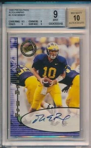 Tom Brady 2000 Press Pass Authentics RC # 3 Rookie Card Auto BGS 9 10 Auto NO 85 - Picture 1 of 3