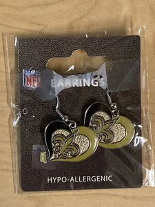 New Orleans Saints Earrings w/ Logo Charm NFL Football Licensed Fashion Jewelry - Picture 1 of 12