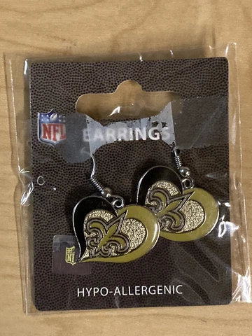 New Orleans Saints Earrings w/ Logo Charm NFL Football Licensed Fashion Jewelry Cover