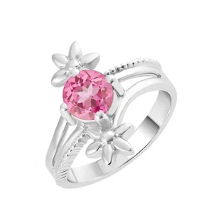 6MM Round Cut Natural Pink Topaz 14k White Gold Plated 925 Engagement Ring 7 8 9 - Picture 1 of 3