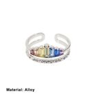 Rainbow Crown Crystal Rings Finger Knuckle Open Rings Women Men Gift Xmrl