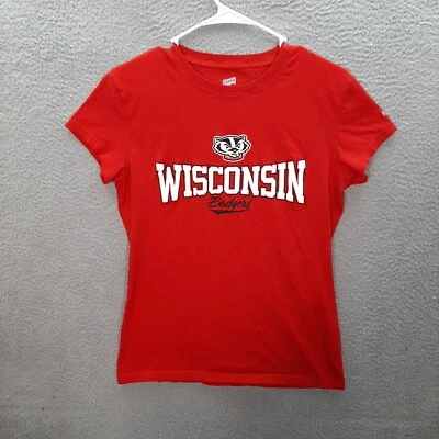 Camisa Wisconsin Badgers para mujer extra grande roja NCAA camiseta deportiva universitaria suave Foto 1 de 4