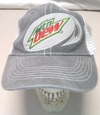 MOUNTAIN DEW "Mtn Dew" TAKE IT OUTDOOR Gris y Blanco Trucker Malla Sombrero Ajustable Foto 1 de 4