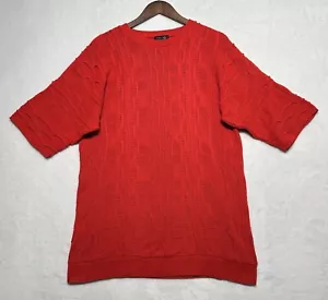Vintage 90s Coogi 3D Textured Knit Red Sweater Short Sleeves Size XL - Picture 1 of 21