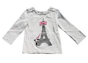 Camisa Gymboree Niñas Noche Estrellada Talla 12-18 Meses Torre Eiffel Panda Blanca - Imagen 1 de 8