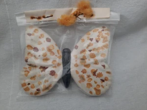 1970's Vintage Macrame ~ Large Ceramic Bead Off White Butterfly 5.5" x 4.5" NOS - Picture 1 of 8