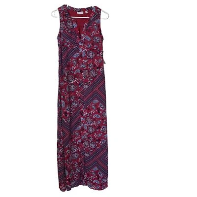 New York and Company XS Floral Maxi Dress Red No Belt Tie Lined Sleeveless NWT - Image 1 of 4