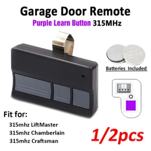 2 For LiftMaster Garage Door Remote Control Transmitter- 315Mhz Purple Learn Btn - Picture 1 of 13