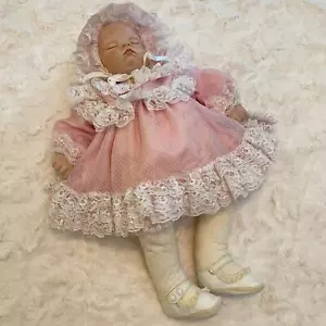 Muñeca bebé durmiente vintage muñeca de porcelana de aspecto real - Imagen 1 de 12