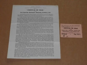 Magna Carta/Johnstons/Penine Folk 1971 Manchester Concert Ticket + Flyer - Imagen 1 de 1