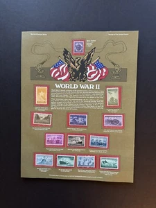 US 1950s WWII Presentation Card + 13 MNH Stamps +Description +Patriotic - Picture 1 of 2