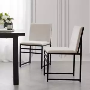 Dusk Rae Natural Chenille Set of 2 Dining Chairs RRP £104 - Picture 1 of 7