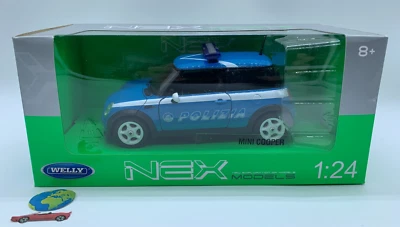 Welly Mini Cooper Polizia ,modello in scala 1:24 - 1:25, (1772), vintage - Immagine 1 di 4