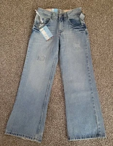 Vintage Y2K Girls Kids Size 12 Lee Dungarees Boot Cut Jeans Distressed Deadstock - Picture 1 of 6