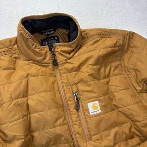Chaqueta Carhartt Para Hombre L Alta Marrón Rain Defender Calce Relajado Puffer Cremallera Completa - Imagen 1 de 9