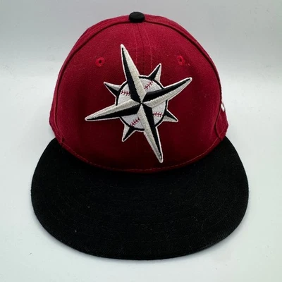 New Era 59Fifty Seattle Mariners Hat Cap Maroon Black MLB Fitted Size 7 Baseball - Image 1 of 4