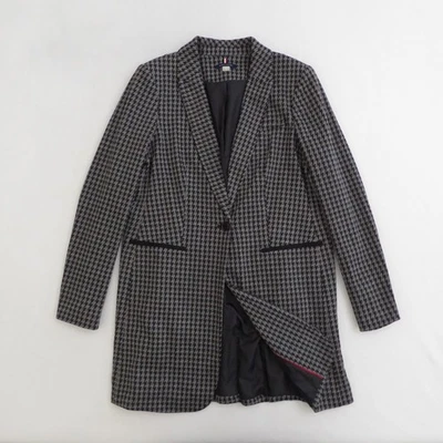 Chaqueta Blazer Tommy Hilfiger De Gran Tamaño Pata de Gallo Mujer 12 Gris Parches en el Codo Foto 1 de 4