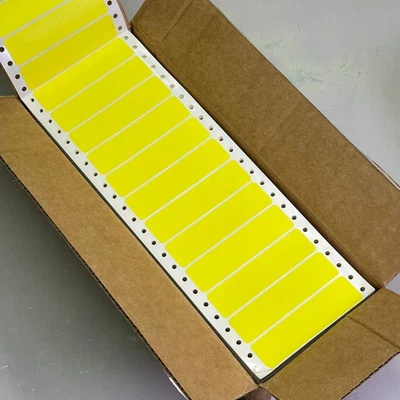 COMPULABEL (5000 PACK) Pin Fed Address Labels 3-1/2" x 15/16" Yellow DT-35-15-1 - Image 1 of 4