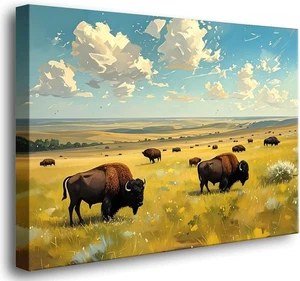 Gerahmte amerikanische Bison Wanddekoration, Wildtier Bison Drucke, Highland Bison Kuh... - Bild 1 von 5