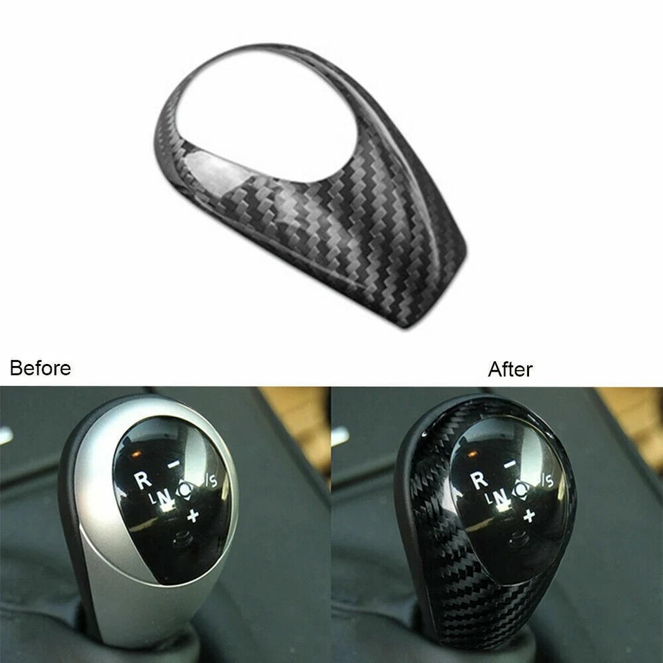 Real Carbon Fiber Gear Shift Knob Cover Fit for BMW M3 M5 M6 E90 E60 Foto 1 de 4