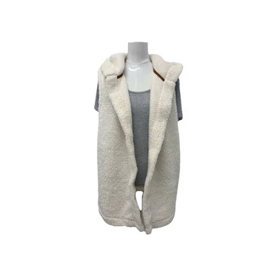 UGG Mujer Sherpa Vellón Chaleco con Capucha Crema Acogedor Frente Abierto Suave Chaqueta de Peluche Foto 1 de 4