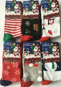 Kids Christmas Socks Boys Girls 6 Pairs Ladies Christmas design Socks - Picture 1 of 2