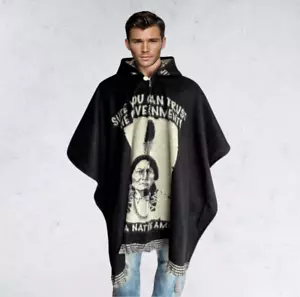 Alpaca Poncho in black | Soft and Comfortable Wool | Sitting Bull | Handcrafted - Picture 1 of 12