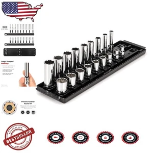 18-Piece 3/8 Inch Drive 12-Point Socket Set - Polished Stainless Steel - Picture 1 of 9