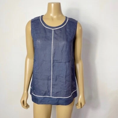 vince. Camiseta sin mangas Ramie para mujer sin mangas con ojales de encaje talla extra pequeña Foto 1 de 4