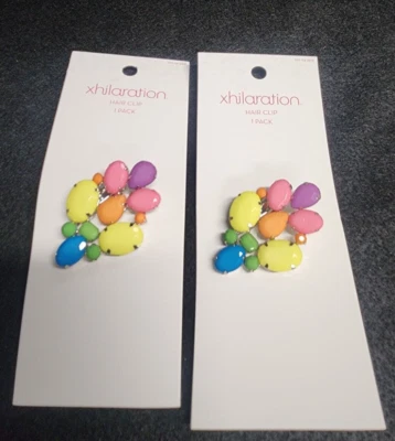 ВИНТАЖНЫЙ МНОГОЦВЕТНЫЙ ЛЮЦИТ ЗАКОЛКА ДЛЯ ВОЛОС АКСЕССУАР XHILARATION 2 УПАКОВКИ НОВЫЙ - Изображение 1 из 4