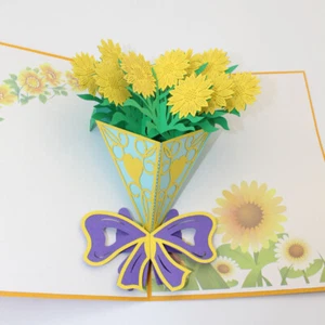 3D Pop Up Greeting Cards Daisy Sunflower Bunch of Flowers AU SHOP - Picture 1 of 7