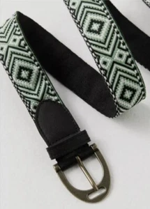 NWT Free People Moving To Mars Belt Jaded Jungle Green XS/S Geometric Bohemian - Picture 1 of 12