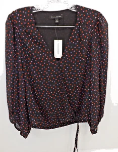 Banana Republic ~NEW~ Billow Sleeve Surplice Heart print Top - Size XS - Picture 1 of 12