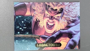 1994 Fleer Marvel Masterpieces Power Blast #8 Foil Chase Sabretooth Trading Card - Bild 1 von 2