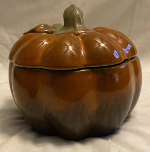 East West Distributing Company Pumpkin Canister 7 Inches Wide 7 Inches Tall - Picture 1 of 9