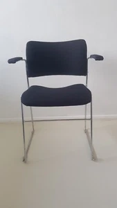 Howe 40/4 Black Fabric Arms Chair Office Meeting Stacking Visitor Classic Chrome - Picture 1 of 5