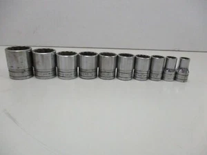 Snap On 10 pc SW 1/2 Drive 12 Point SAE Socket Set - Picture 1 of 6