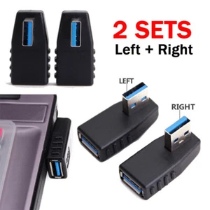 4X USB 3.0 90 Degree Right + Left Angle Connector Type-A Male to Female Adapter - Picture 1 of 14