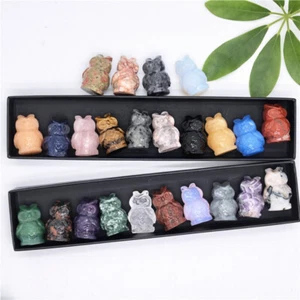 Weihnachten Natur geschnitzter Kristall 3CM Eule Quarz Kristall - Bild 1 von 24