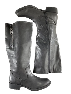 Mia Botas Cassidy Rodilla Alta Gruesas Moto Montar Cremallera Negras 8.5M DEFECTUOSAS Nuevas Foto 1 de 4