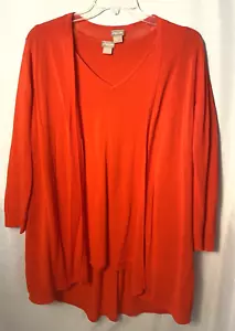 Chicos Womens size 3 XL 16 Everyday Long Line Cardigan & Sweater Tank Set Orange - Picture 1 of 7