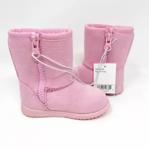 Stivali foderati in finta pelle scamosciata e pelliccia rosa Osh Kosh taglia 4 NUOVI - Foto 1 di 9