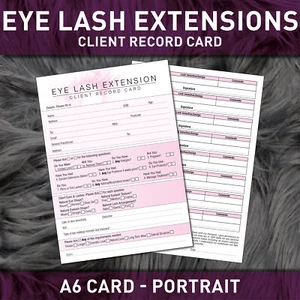 Eyelash Extension Client Record Card Lash Consultation Treatment Salon A6 x50 - Picture 1 of 3