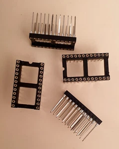 4 SUPPORTS A WRAPPER POUR CIRCUIT INTEGRE DIP24 CONTACTS TULIPE DORE. - Picture 1 of 1