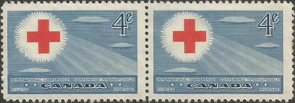 1952 Canada Stamp ~ Red Cross Conference #317 ~ 4 cents ~ MH Pair - Image 1 of 1