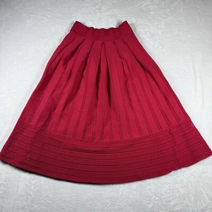 Maje Jubio Crochet Cut Out Midi Skirt Red Pleated Womens Size 2 - Picture 1 of 10